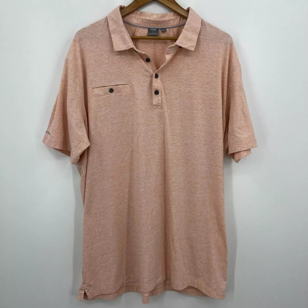 Ping Sensorcool Mens XXL Golf Polo Shirt Peach Heathered Short Sleeve Pocket